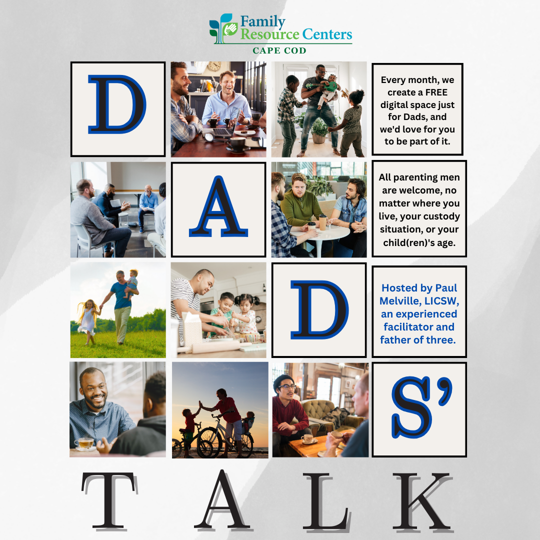 Flyer for the virtual Dads' Talk support group every second Tuesday of the month.